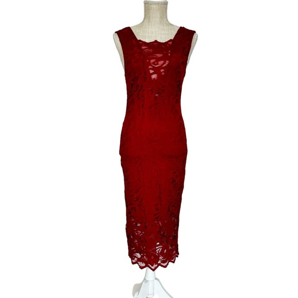 Deep red H&M midi dress in size 6